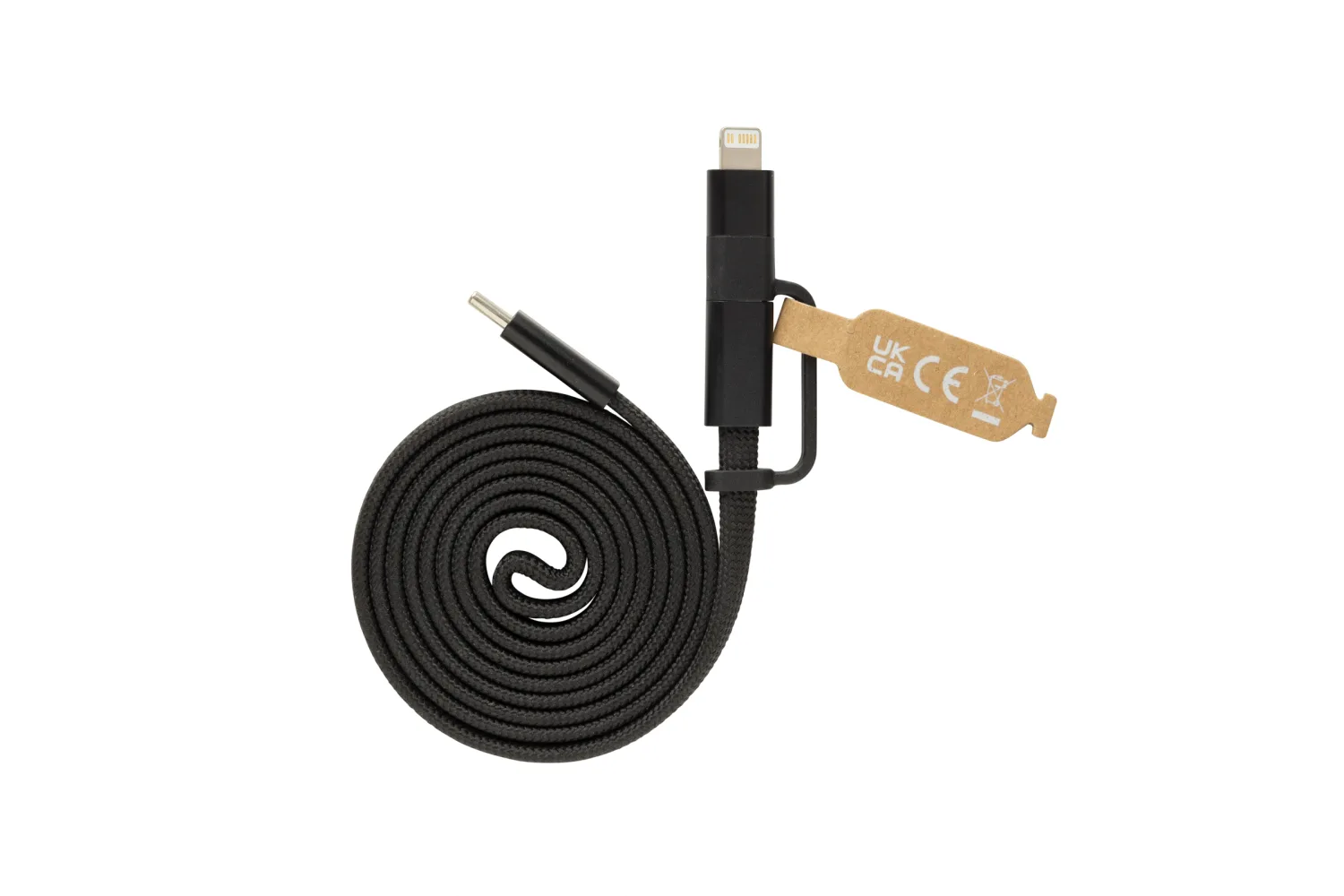 Arc Ultra-thin RCS recycled 60W 2 in 1 magnetische kabel met jouw logo op de gekozen positie
