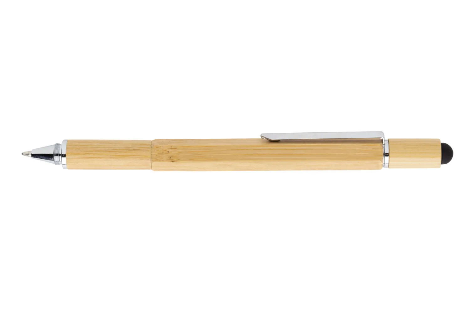 Bamboe 5 in 1 toolpen met jouw logo op de gekozen positie