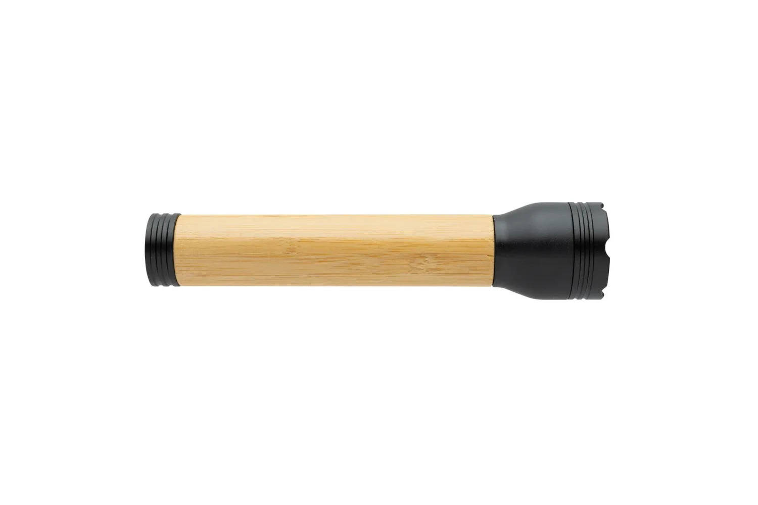 Lucid 5W zaklamp van RCS gerecycled plastic en bamboe met jouw logo op de gekozen positie