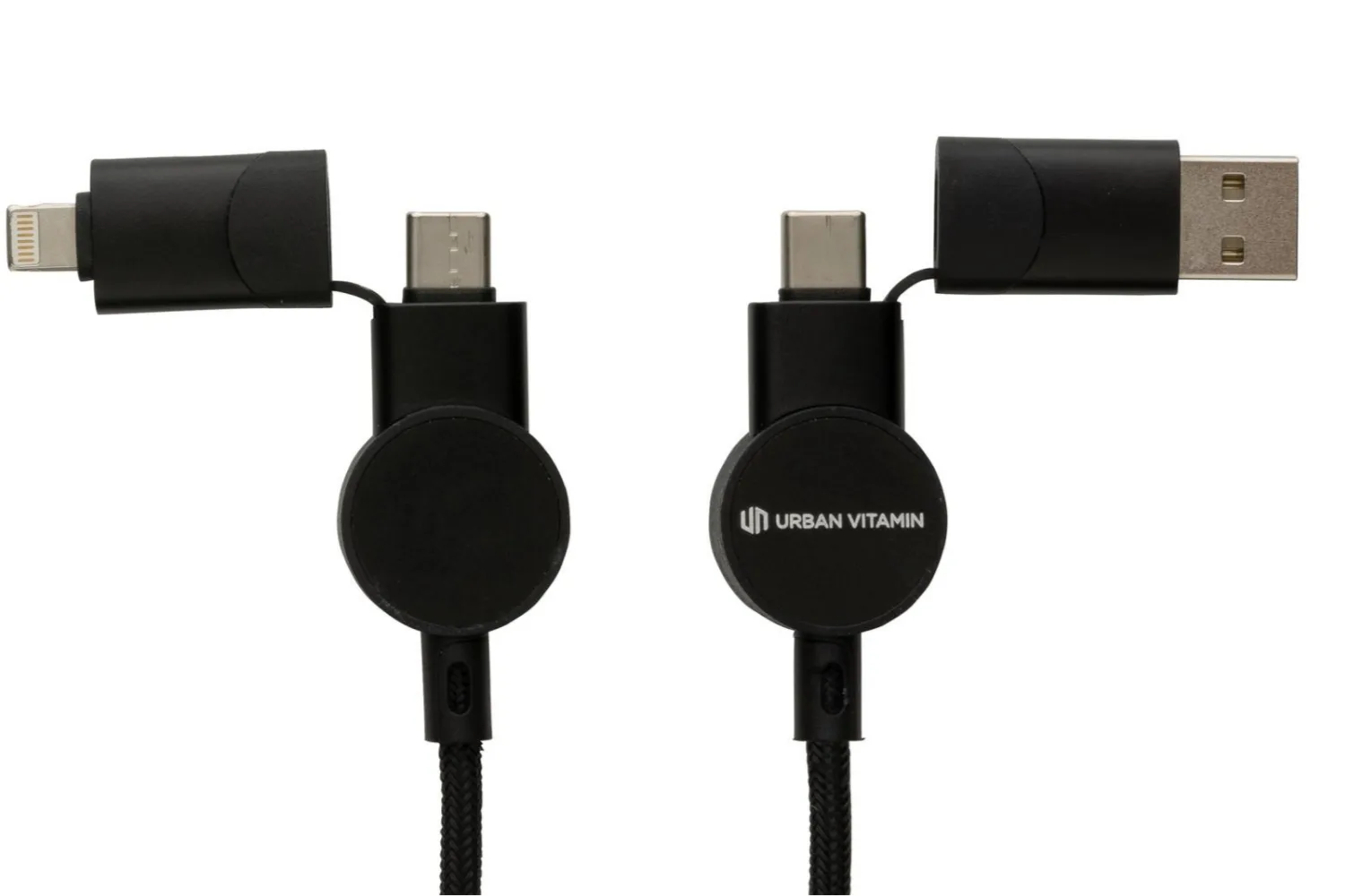Oakland 1.2meter RCS rplastic 6-in-1 fast charging 45W kabel met jouw logo op de gekozen positie