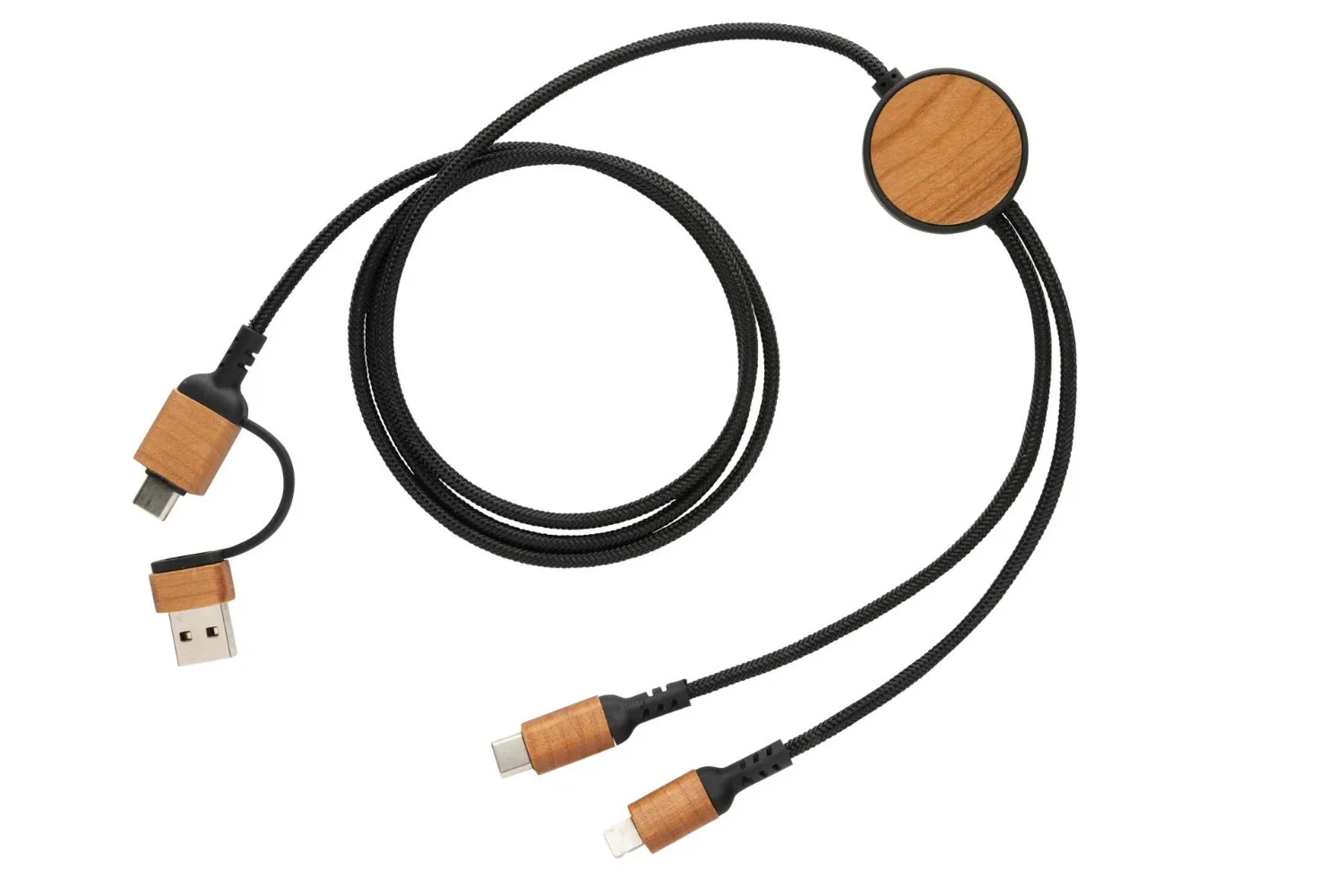 Ohio RCS gecertificeerde gerecyclede plastic 6-in-1 kabel met jouw logo op de gekozen positie