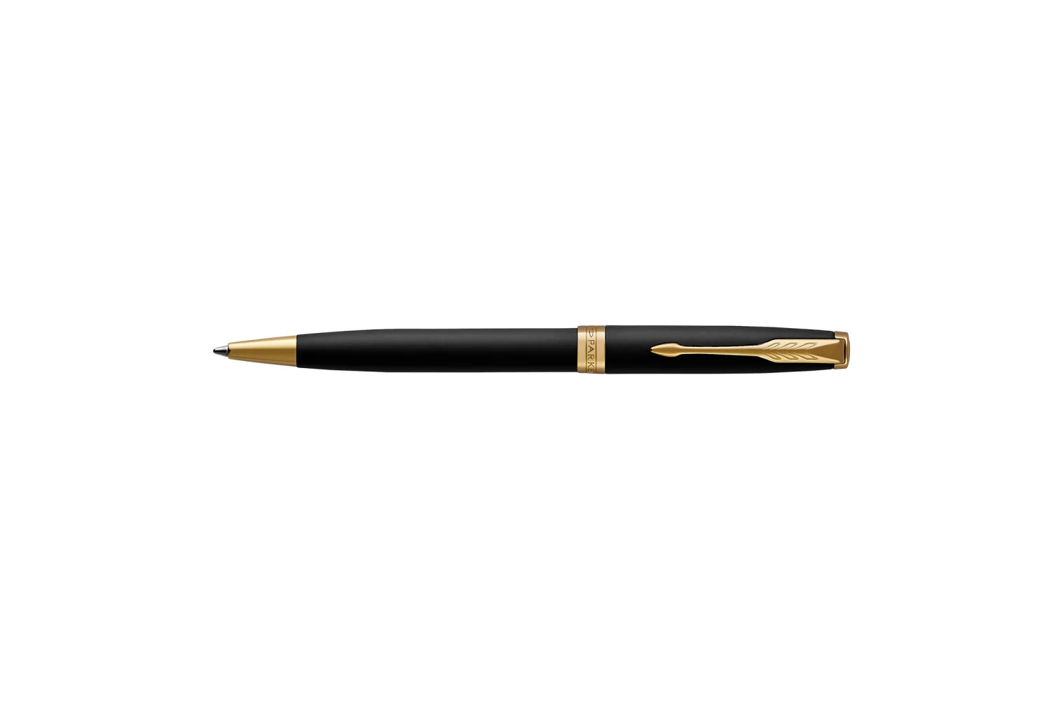 Parker SONNET balpen, Matzwart met palladium rand. met jouw logo op de gekozen positie