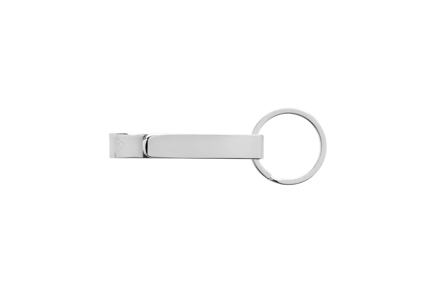 RCS flesopener sleutelhanger van gerecycleerde zinklegering met jouw logo op de gekozen positie