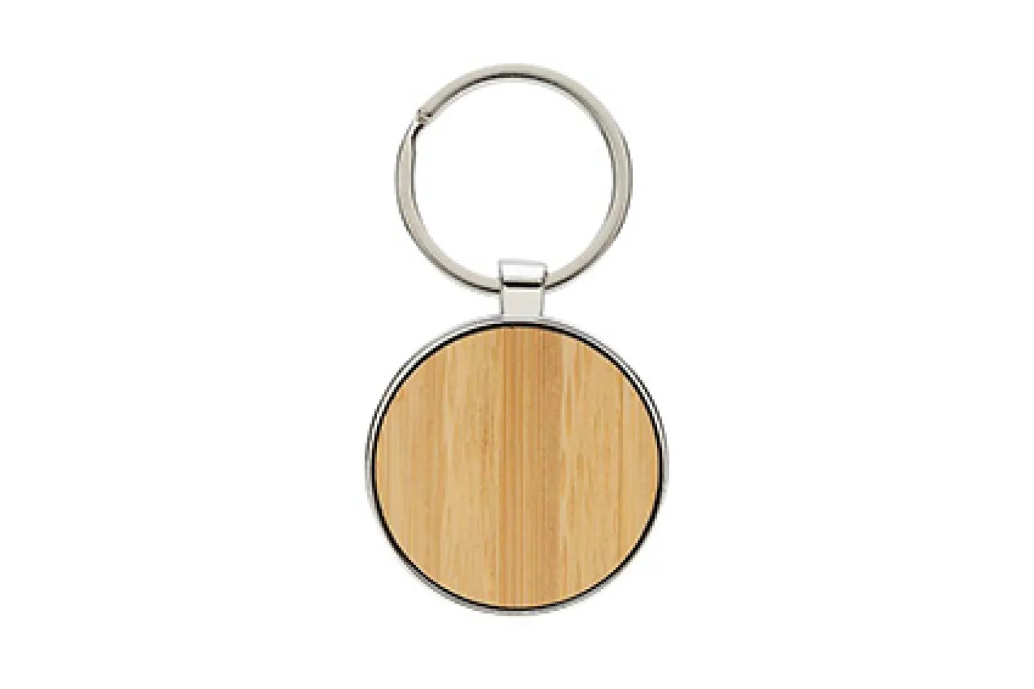 RCS sleutelhanger van gerecyclede zinc alloy met bamboe met jouw logo op de gekozen positie