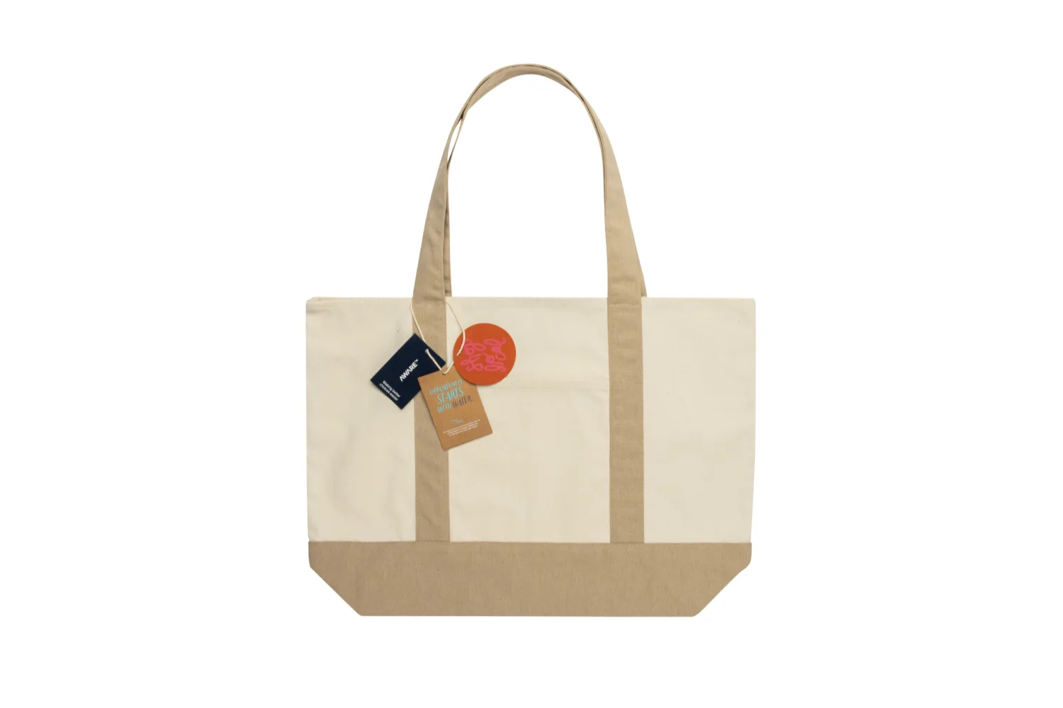 SHOP LOCAL AWARE™ recycled cotton 350gsm Tote bag met jouw logo op de gekozen positie