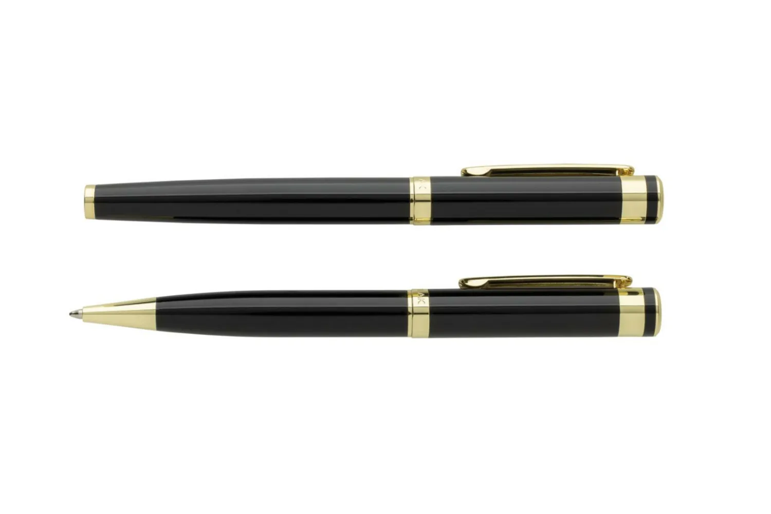 Swiss Peak Luca RCS recycled brass deluxe pen set met jouw logo op de gekozen positie