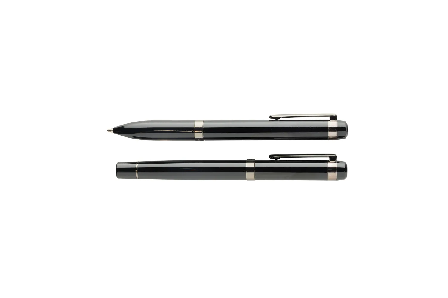 Swiss peak OSLO recycled stainless steel deluxe pen set met jouw logo op de gekozen positie