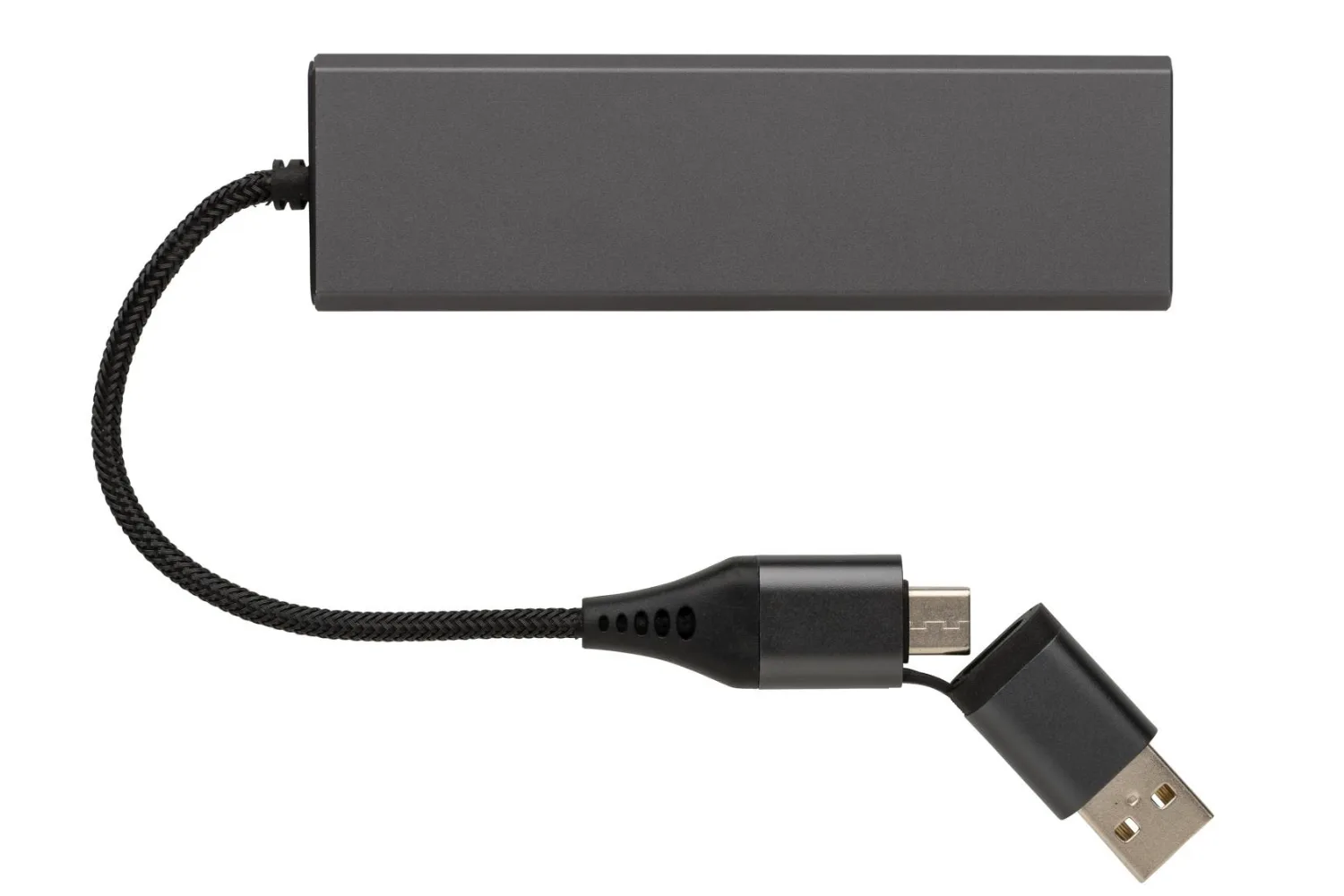 Terra RCS gerecycled aluminium hub met 3 USB-poorten met jouw logo op de gekozen positie