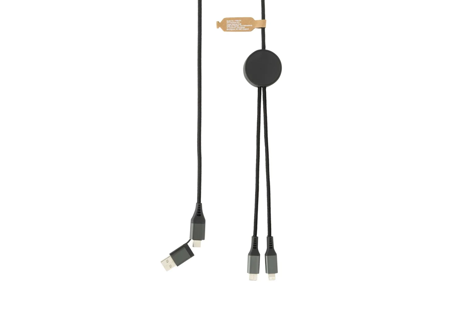 Terra RCS gerecycled PET 3 meter 4-in-1 kabel met jouw logo op de gekozen positie