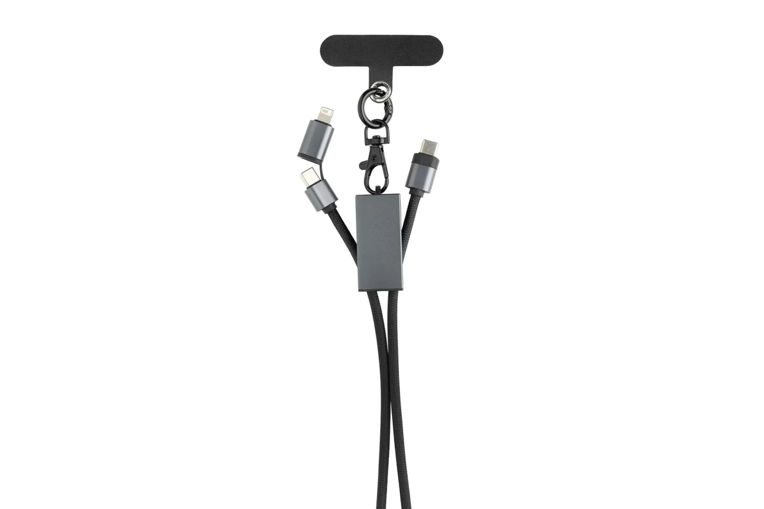 Terra RCS gerecycled PET telefoon lanyard 60W oplaadkabel met jouw logo op de gekozen positie