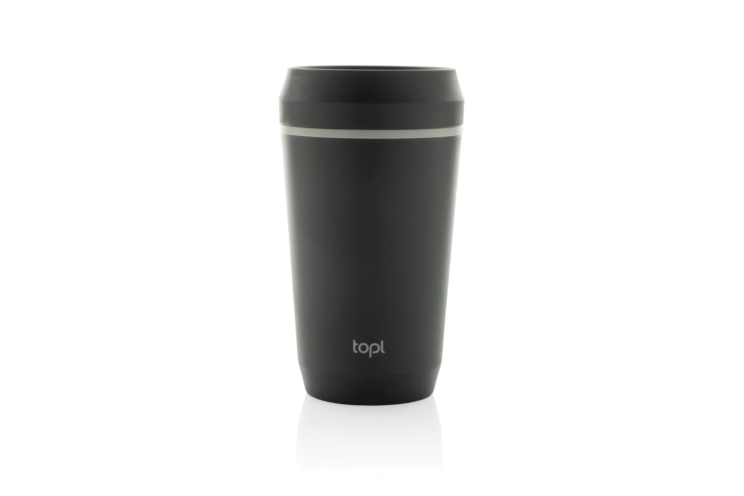Topl Recycled Plastic To Go beker gepatenteerd 360 Lid 354ml met jouw logo op de gekozen positie