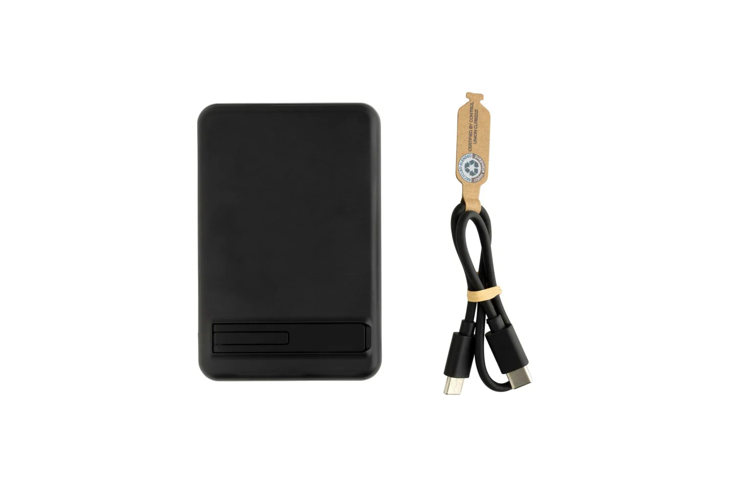 Zen RCS rplastic 5000 mah 5W magnetische bamboe powerbank met jouw logo op de gekozen positie